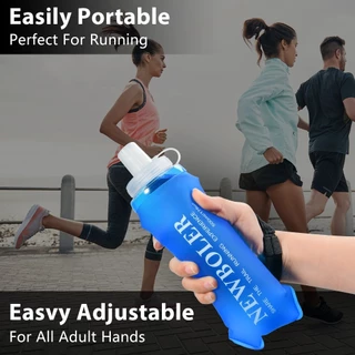 Newboler 500ml ขวดน้ําแบบใช้มือถือสําหรับวิ่ง TPU Soft Flask สําหรับวิ่งมาราธอนวิ่งจ๊อกกิ้งพร้อมสายรัดข้อมือแบบพกพา