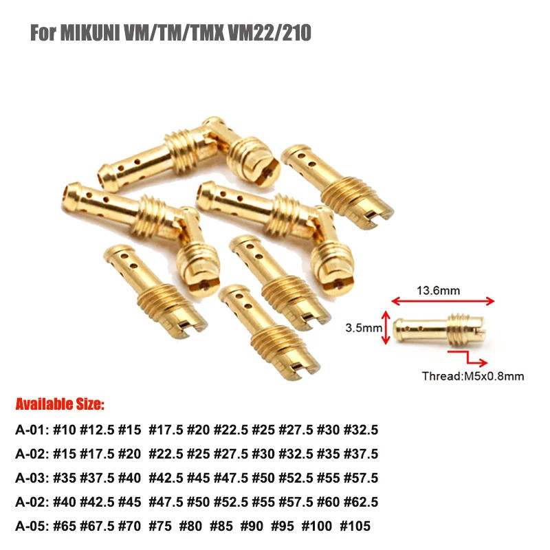 10 ชิ้น Pilot Jets คาร์บูเรเตอร์สําหรับ MIKUNI VM TMX Carburador VM22/210 TZR250 3XV EN125 AX100 ช้า Jet หัวฉีดหัวฉีด Gicleur