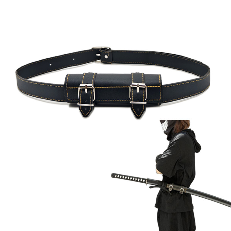 เข็มขัดหนัง PU สําหรับ Katana ยุคกลางดาบคอสเพลย์ Demon Slayer Rapier แหวนสายเข็มขัด Scabbard ผู้ถือ