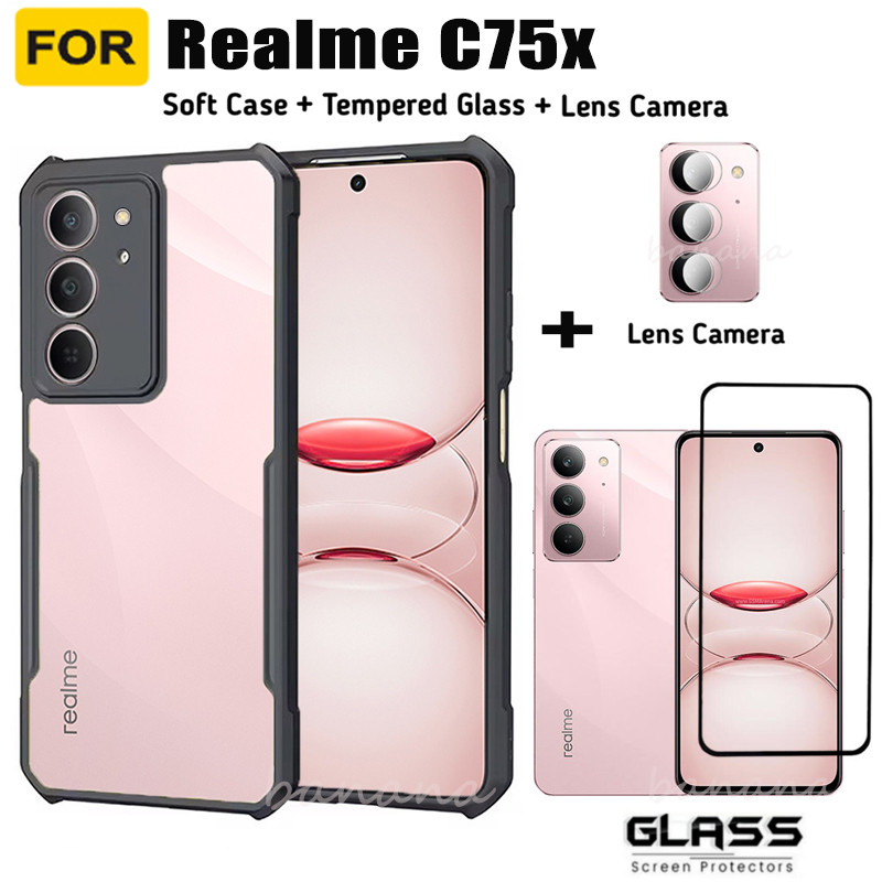 สําหรับrealme C75xอะคริลิคเคสโทรศัพท์Realme C75X C 75 C7 5 กระจกนิรภัยป้องกันหน้าจอและฟิล์มเลนส์