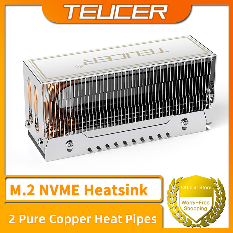 Teucer M2-10 Dual ท่อความร้อนฮีทซิงค์ M.2 2280 NVMe SSD Cooler พร้อมแผ่นความร้อนอุปกรณ์เสริมคอมพิวเตอร์