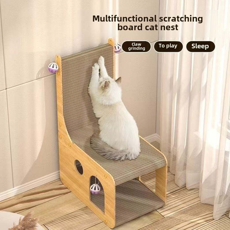 [QPet] Cat Scratching Board Villa Integrated Non-Slip Wear-Resistant Cat House Standing Double-Layer