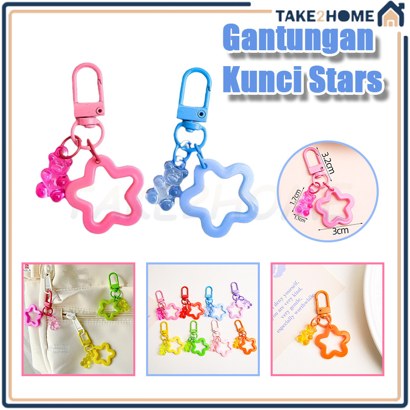 GANTUNGAN Gummy Bear Star Airpod Bag พวงกุญแจ/พวงกุญแจรูปหมีน่ารัก/พวงกุญแจ Bear Star Charm