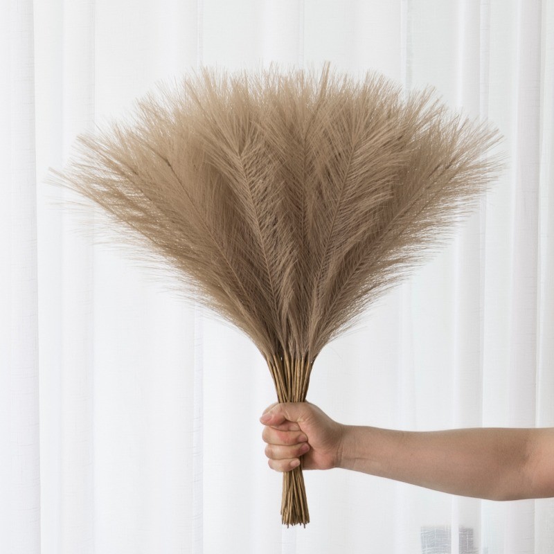 55 ซม.10PCS ประดิษฐ์ดอกไม้ Pampas หญ้าปลอมพืช Reed งานแต่งงานตกแต่งดอกไม้ Blue Pampas Bouquet Boho Decor เครื่องใช้ในบ้าน