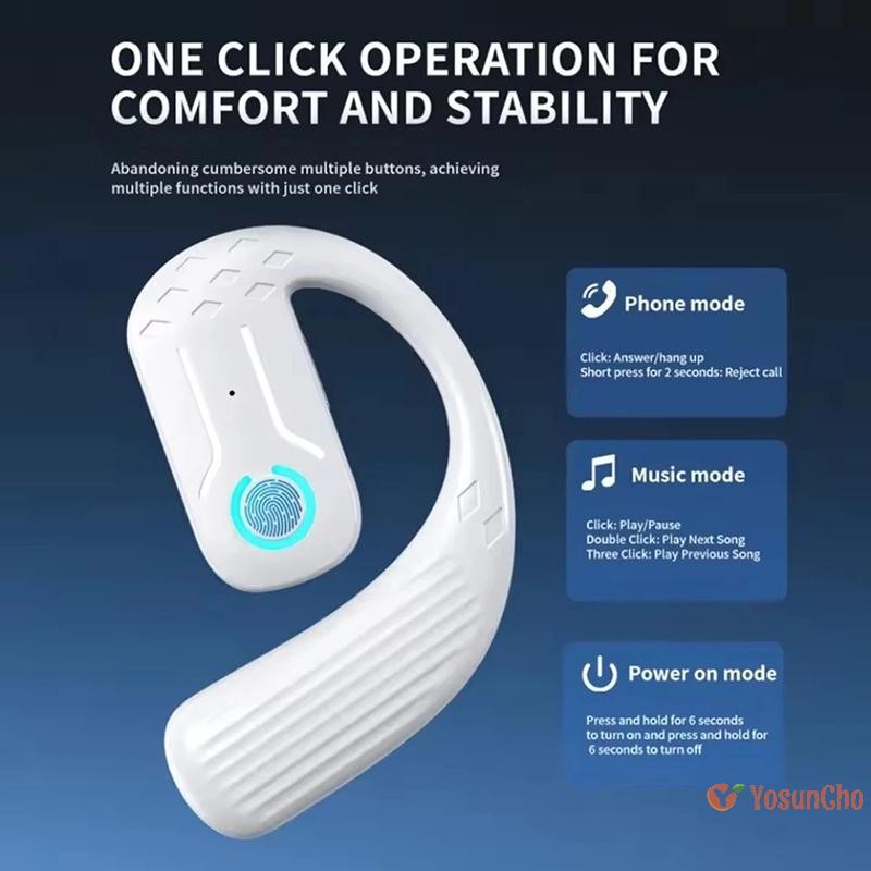 โยซันโช] 5.4 เปิด 180° Rotation ชุดหูฟังธุรกิจไร้สายพร้อมไมโครโฟน Air Conduction Ear-hook Touch Control กีฬา Hifi หูฟังใหม่