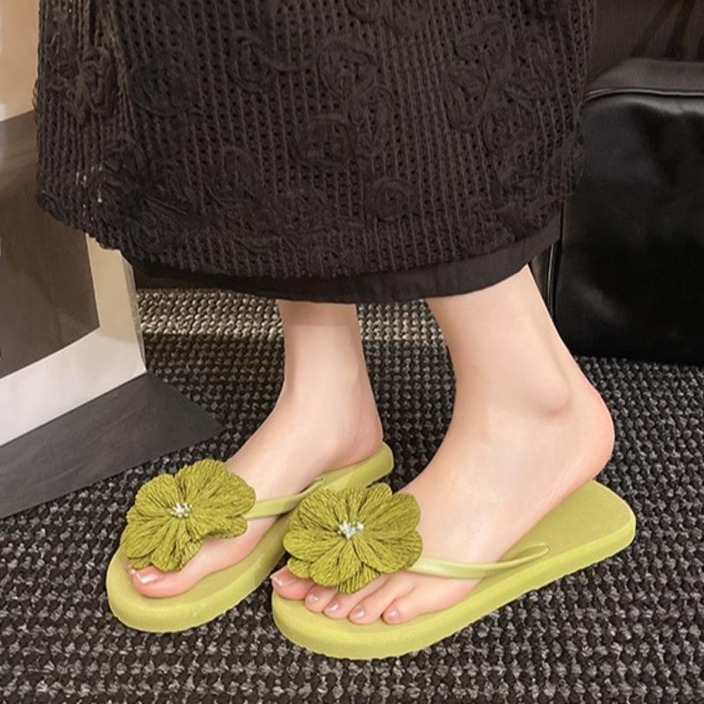 Kodice แบน Soled รองเท้าแตะ,คลิป Toe ดอกไม้ดอกไม้ Flip Flops,All Match Outerwear รองเท้า Anti Slip Beachwear สไลด์รองเท้าแตะชายหาด