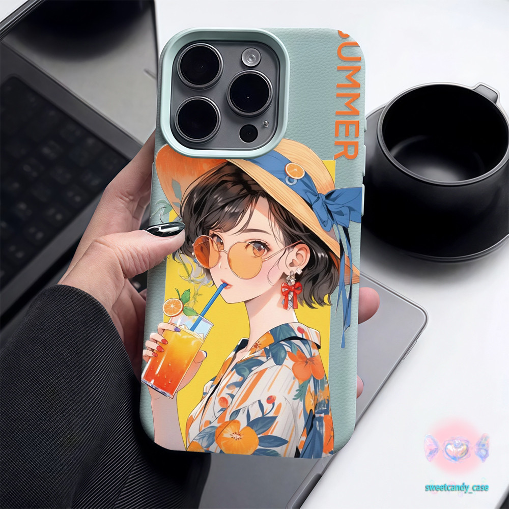 🌹จัดส่งในพื้นที่🌹เคสเหมือนเปลือกลิ้นจี่ สาวพลัง มีชีวิตชีวา สําหรับIPhone16 15 14 13 7 8plus Pro Promax XR XS เลือก5สี