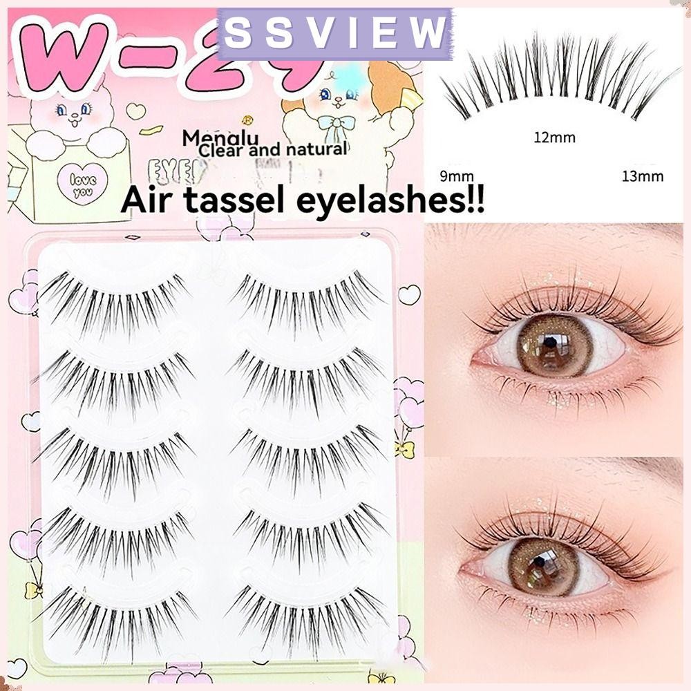 Stillsaview 5 คู่/กล่องมังงะขนตา,บาง Stem Curling ขนตาปลอม,ธรรมชาติพู่รู้สึก Wispy แต่งหน้าเครื่องมือ Eyelash Extension สําหรับผู้หญิง Man