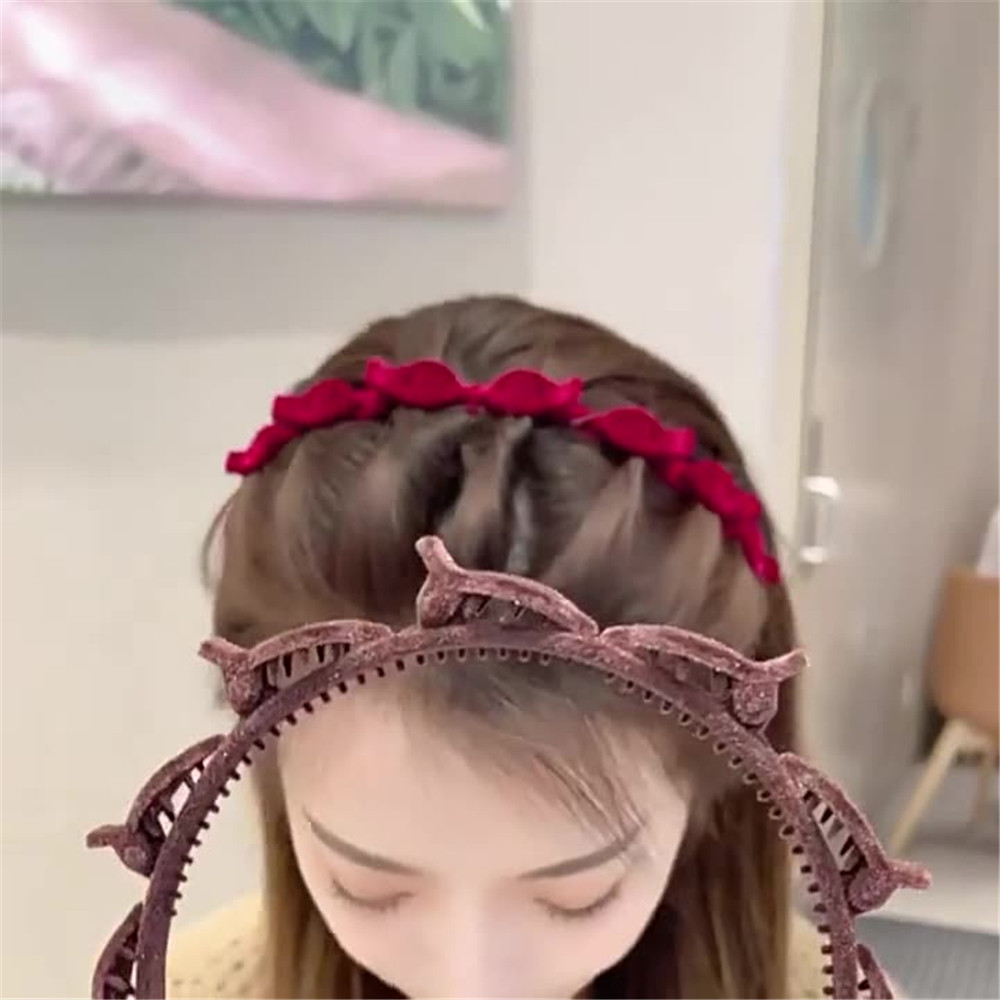 Flocked ผม Braided Hairband หญิง Simple หน้าผาก Noble ผมการ์ดผมหัก Finishing Artifact อารมณ์แถบคาดศีรษะ - รูปที่ 4