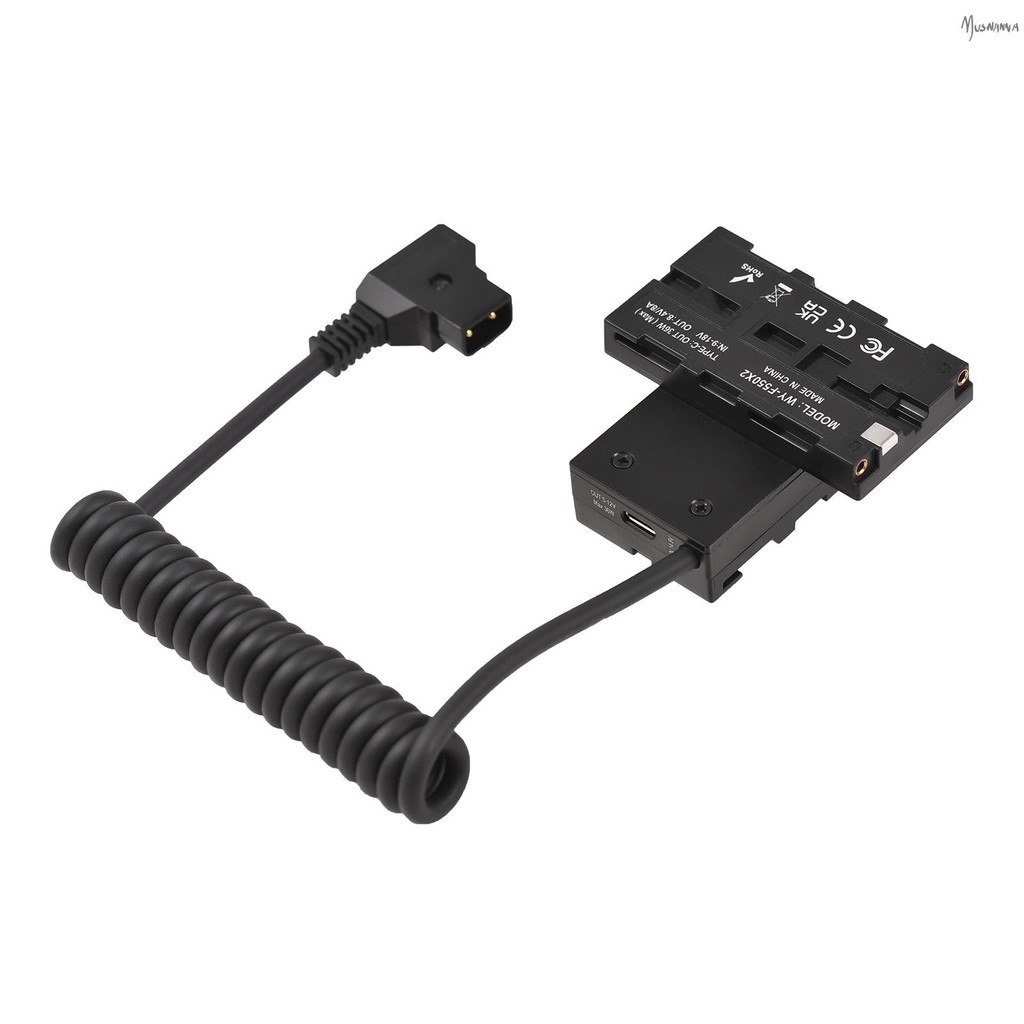 Dual-sided F550 NP-F Dummy แบตเตอรี่ Cross-Shaped to D-Tap สายไฟ 5-12V Type-C สําหรับ Fi Power Adapt