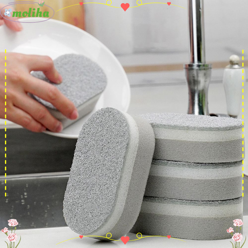 MOLIHA 1/2/3 ชิ้นฟองน้ําล้างจาน, ผ้าขนหนูล้างจานสองด้านการปนเปื้อน, เศษผ้าทําความสะอาดสามชั้นแบบหนา