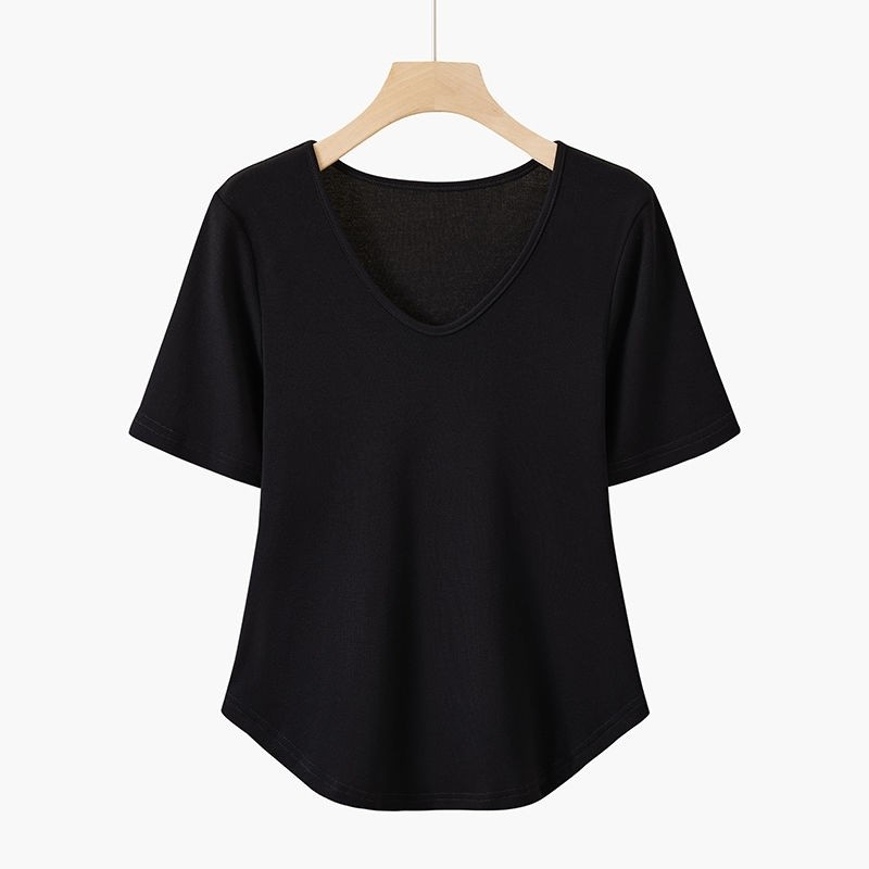 คอปกสไตล์ตะวันตกแขนสั้นไหล่ของแท้ไขมัน mmV ผู้หญิง PLUS ขนาดฤดูร้อนผู้หญิงไม่สม่ําเสมอ Slimmer ดูปก 