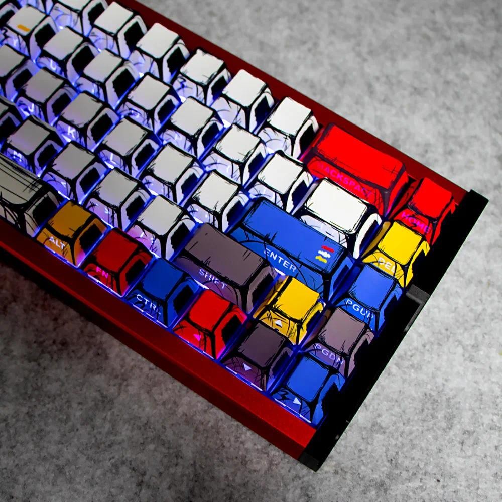 Caricature Keycap Cherry Profile PBT Letter Side-แกะสลักการส่งผ่านแสง Wooting Ace60 EZ63 Mad68 Mechanical Cool Keycaps Graffiti Keycap สําหรับ 60/65/68 - รูปที่ 6
