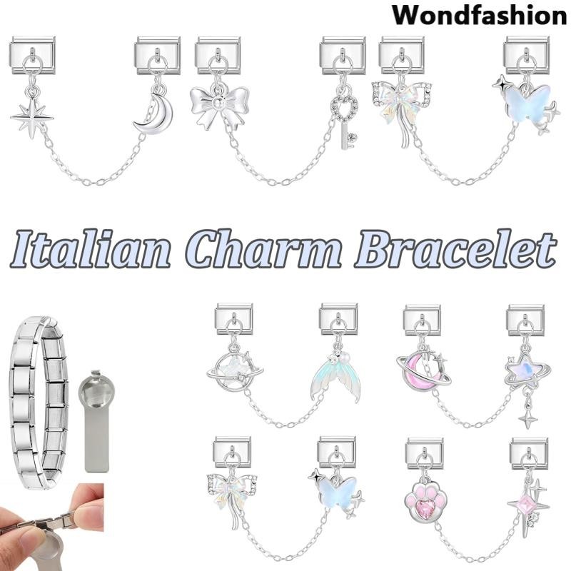 สีชมพู CatS Paw Moon อิตาเลี่ยน Charm สร้อยข้อมือ Fit 9 มม.สร้อยข้อมือสแตนเลส DIY เครื่องประดับทําอุปกรณ์เสริม Retro บุคลิกภาพโมดูลสร้อยข้อมืออุปกรณ์เสริม