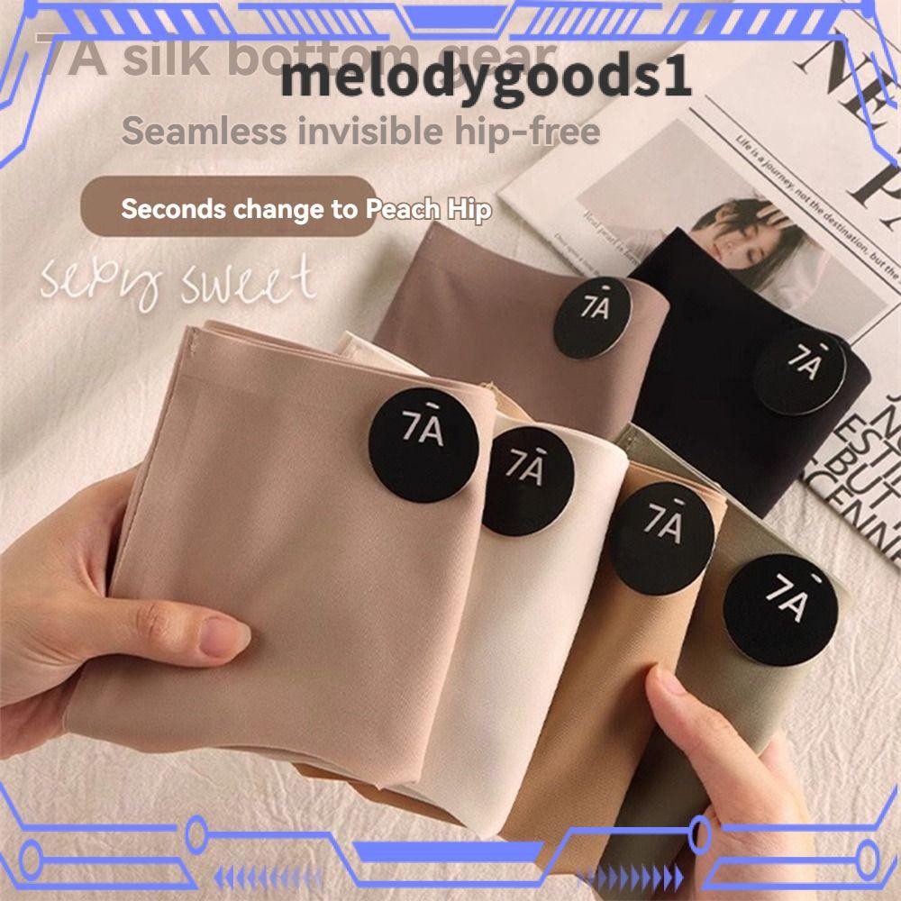 MELODYGOODS1 ชุดชั้นในสตรี, 7A Silkworm Silk Thin Triangle Briefs, Intimate Solid Color Mid เอวกางเกงไม่มีรอยต่อ