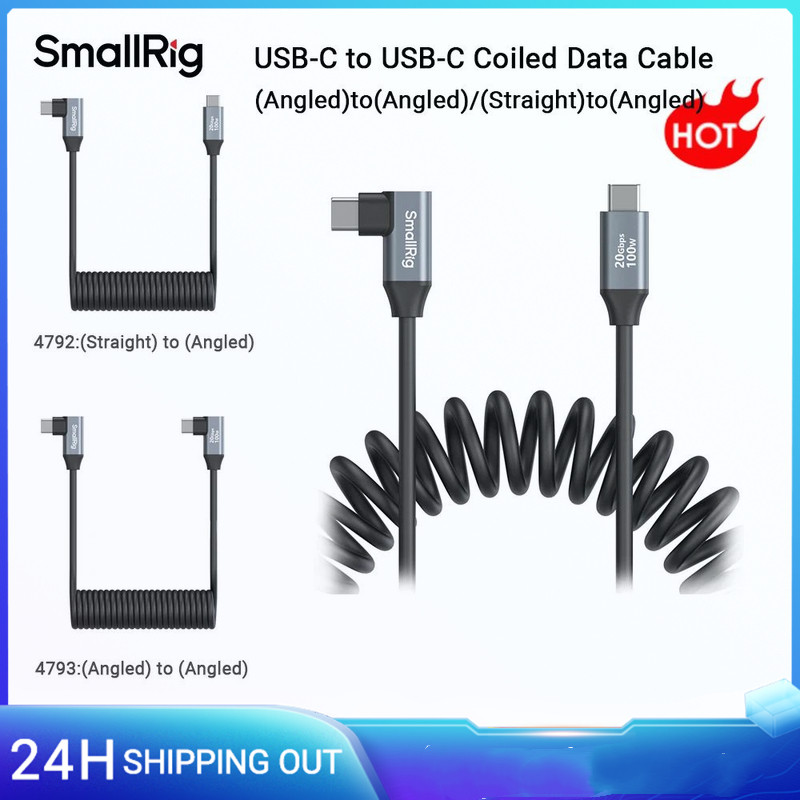 SmallRig USB-C ถึง USB-C Coiled Data Cable รองรับการถ่ายโอนข้อมูลความเร็วสูง 20Gbps และ PD 100W Fast Charging สําหรับกล้อง 4793/4792