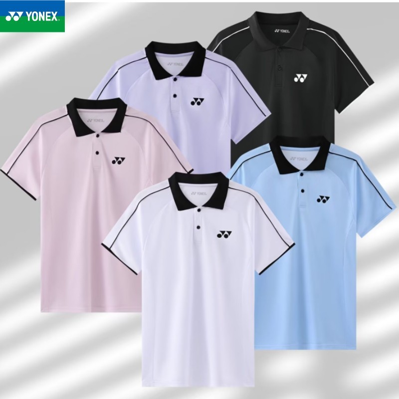 ฤดูร้อนใหม่ โยเน็กซ์ เสื้อโปโลผู้ชายและผู้หญิง, ท็อปส์ซูแขนสั้นแห้งเร็ว, ชุดกีฬาลําลอง, คอปก, และเสื้อครึ่งแขนสําหรับนักเรียนชั้นประ