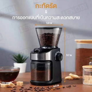 LENODI เครื่องบดเมล็ดกาแฟ แบบแบน แบบปรับได้ สีดำ 16 การตั้งค่าการบดที่แม่นยำ 2-14 ถ้วย เครื่องบดเมล็ดกาแฟไฟฟ้า