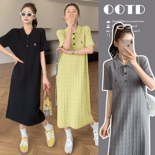 ชุดคลุมท้องฤดูร้อนสไตล์ใหม่โปโลคอปกชุดลําลองยาวปานกลาง