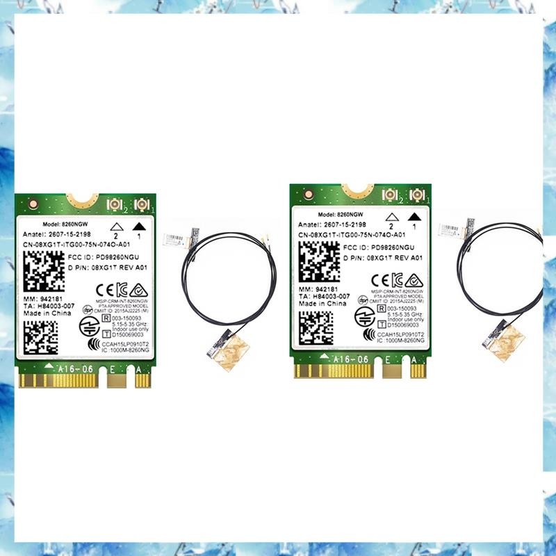 [ ] 2PCS 8260 8260NGW การ์ด WiFi + เสาอากาศ 2.4G/5Ghz 867M บลูทูธ 4.2 NGFF M.2 WiFi โมดูลการ์ดไร้สาย
