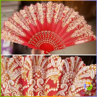 พัดลมคลาสสิก พัดจีนพัดสไตล์วินเทจ สง่างามและคลาสสิก พัดลม พัดพับ 1ชิ้น Folding fan