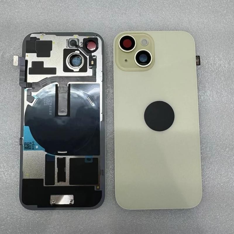 ฝาครอบกระจกด้านหลังสําหรับ iPhone 15 Pro Max 15 Plus เคสด้านหลังประตูพร้อมสายเคเบิล Flex ไร้สายเปลี่ยนแผ่นโลหะ