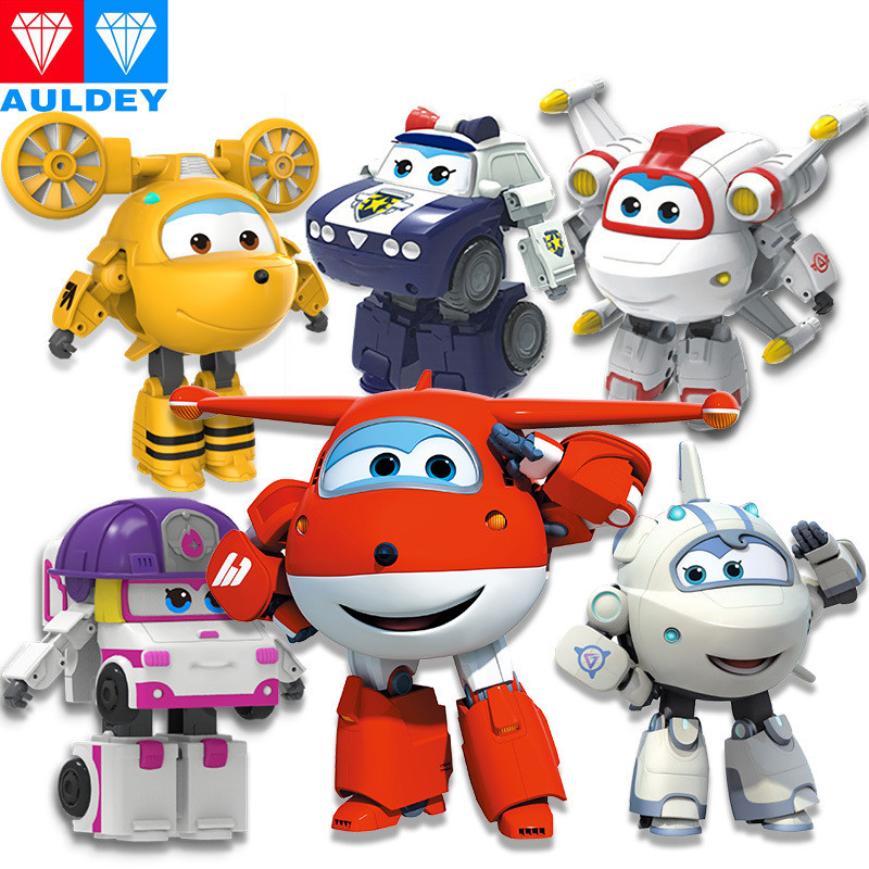Auldey Big Super Wings Original Auldey ของเล่น Action Figure หุ่นยนต์ Transformation Jett Dizzy เครื่องบินเด็กวันเกิดของขวัญ