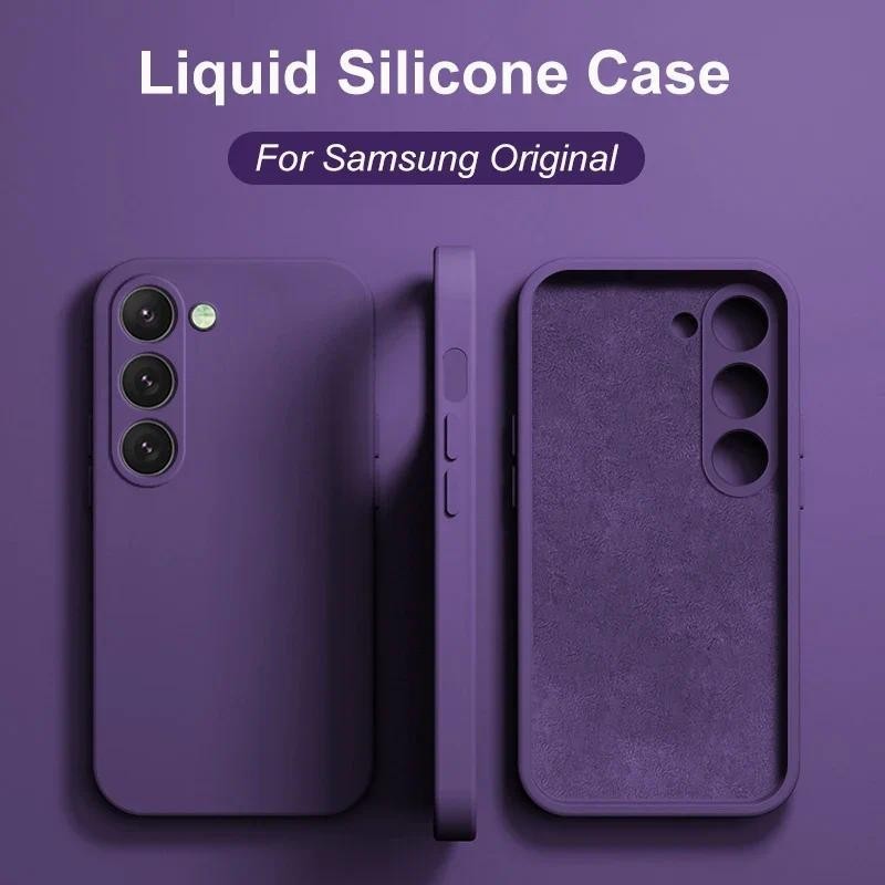 ปลอกสําหรับ S25 Ultra S24 Plus กรณีซิลิโคนเหลวเคสโทรศัพท์สําหรับ Samsung Galaxy S23 S 23 S22 Ultra S24 FE S25 + Plus นุ่ม