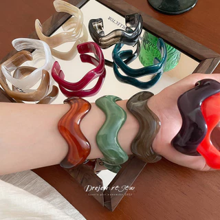 เดรเจว ไม่สม่ําเสมอหยักอะคริลิคเปิดสร้อยข้อมือป่าง่าย อิน สร้อยข้อมือผู้หญิง ซอก สูง-จบ สัมผัสเครื่องประดับ