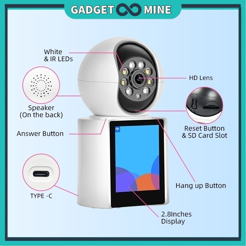 V380 Q20 กล้องวงจรปิด 2MP Wifi เชื่อมต่อกล้องสําหรับเด็กพร้อมหน้าจอการโทรวิดีโอ 1080P Mini กล้องสําห