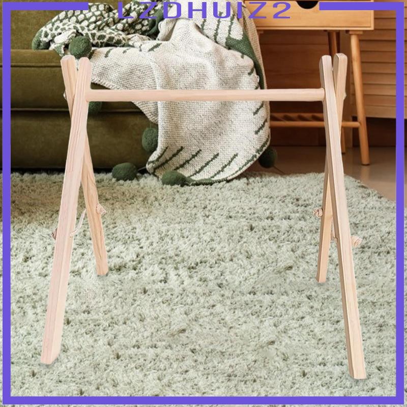 [Lzdhuiz2] Play Gym Frame ตกแต่งห้องเด็กเล่นขาตั้งไม้กรอบพับได้บาร์กิจกรรมทารกยิมสําหรับการออกกําลังกาย Grasp Kick Crawl