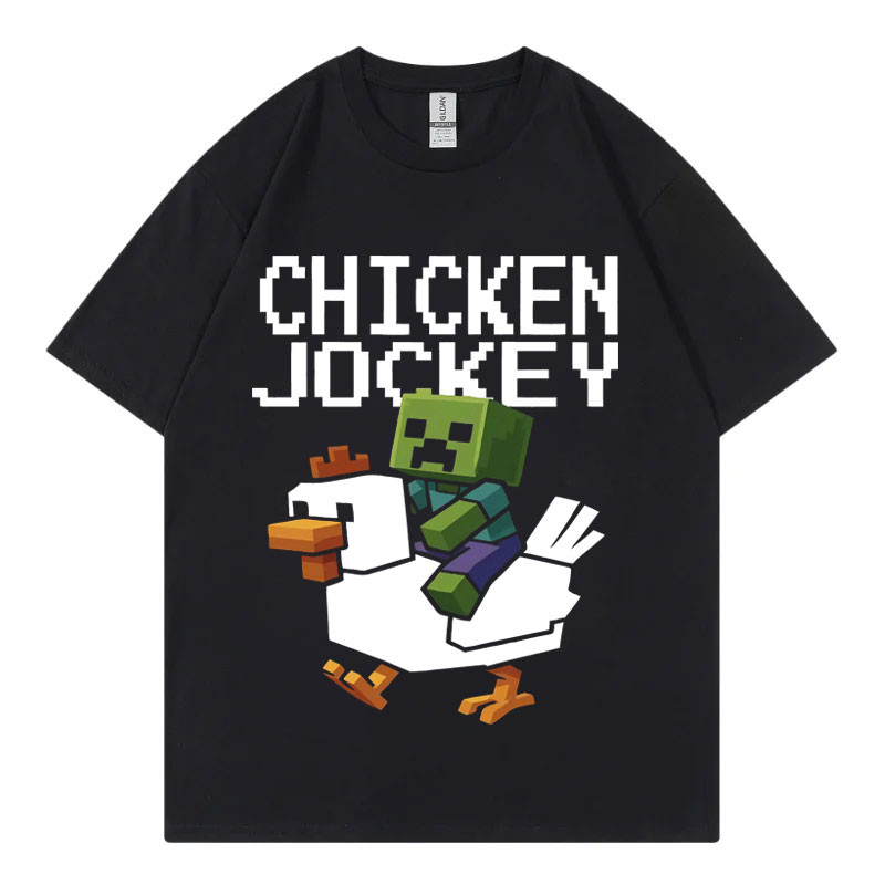 ไก่ตลก Jockey กราฟิก T เสื้อผู้ชายผู้หญิงการ์ตูนแฟชั่นแขนสั้นเสื้อยืดฤดูร้อนสบายๆ 100% Cotton S-5XL