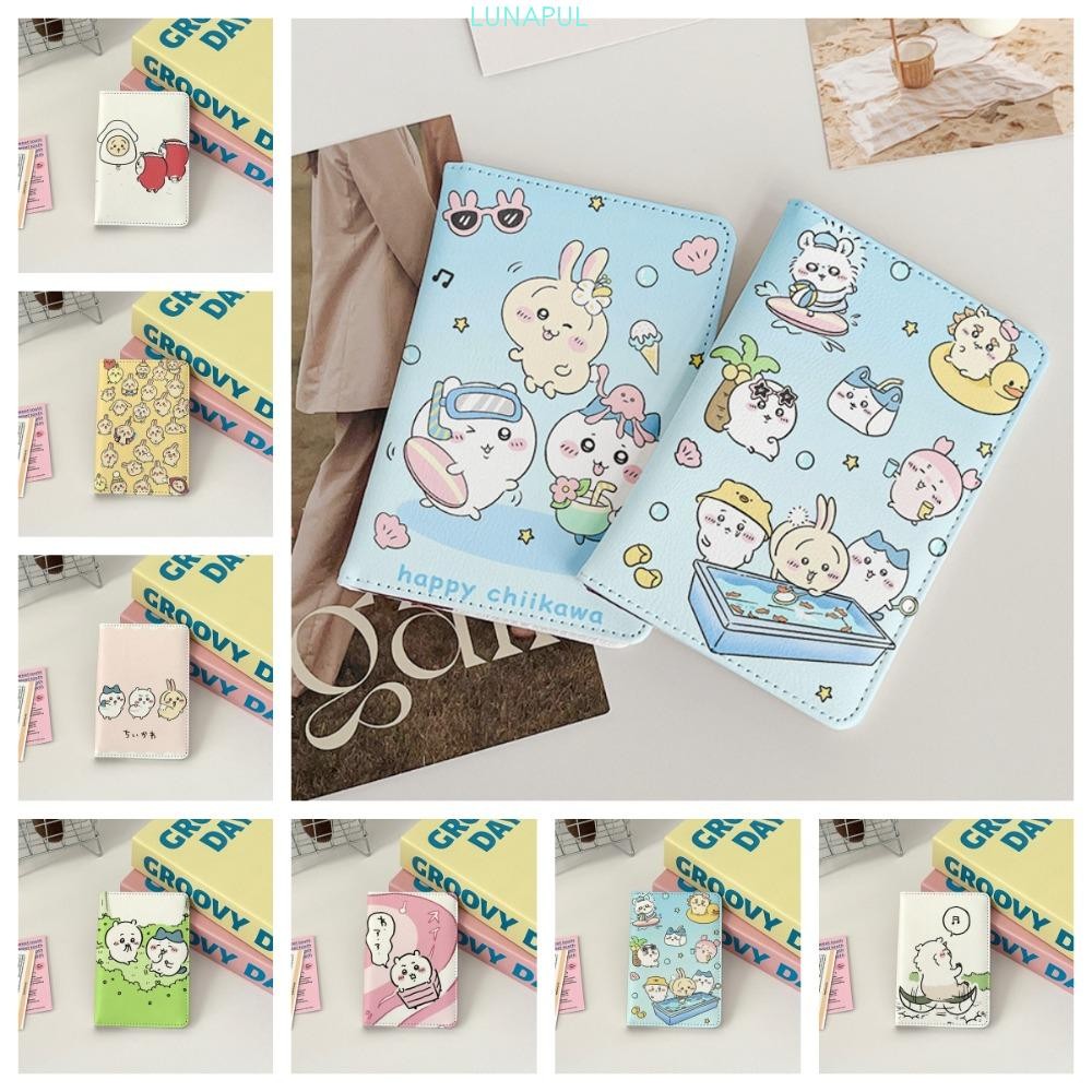 LUNAPUL Hachiware Passport Holder, Momonga Kurimanjyuuu Chiikawa Passport Cover, Fashion Travel Wallet Airplane Check-in Rakko Usagi Ticket Folder Female