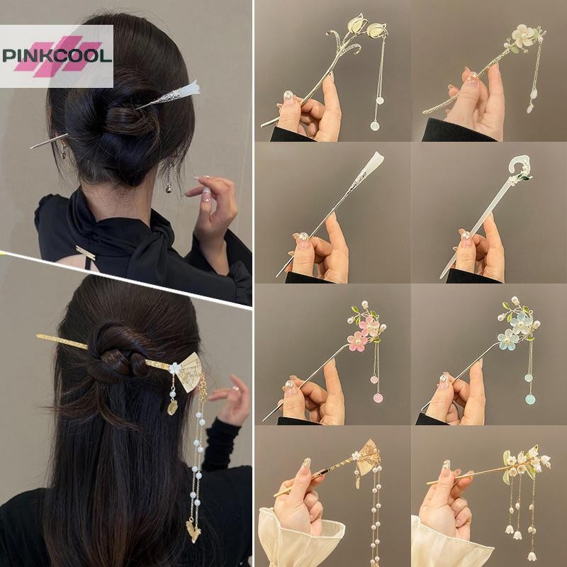 PINKCOOL คลาสสิกสไตล์จีนผม Stick สําหรับผู้หญิงดอกไม้ Handmade Hairpins เครื่องประดับวินเทจอุปกรณ์เสริมเครื่องประดับผม HOT