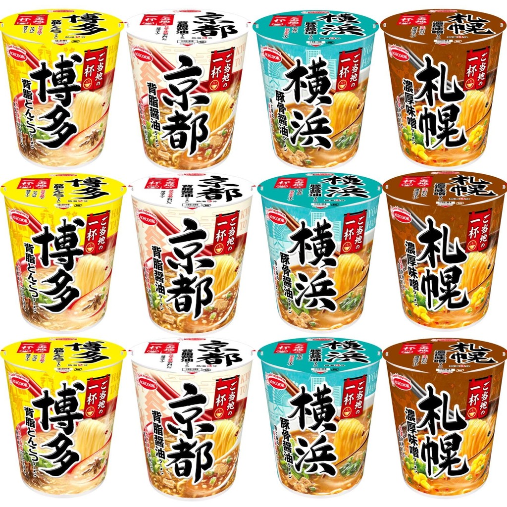 Acecook Regional One-cup Series Assortment (4 types x 3 servings/total of 12 cups) Assorted Set [Yok