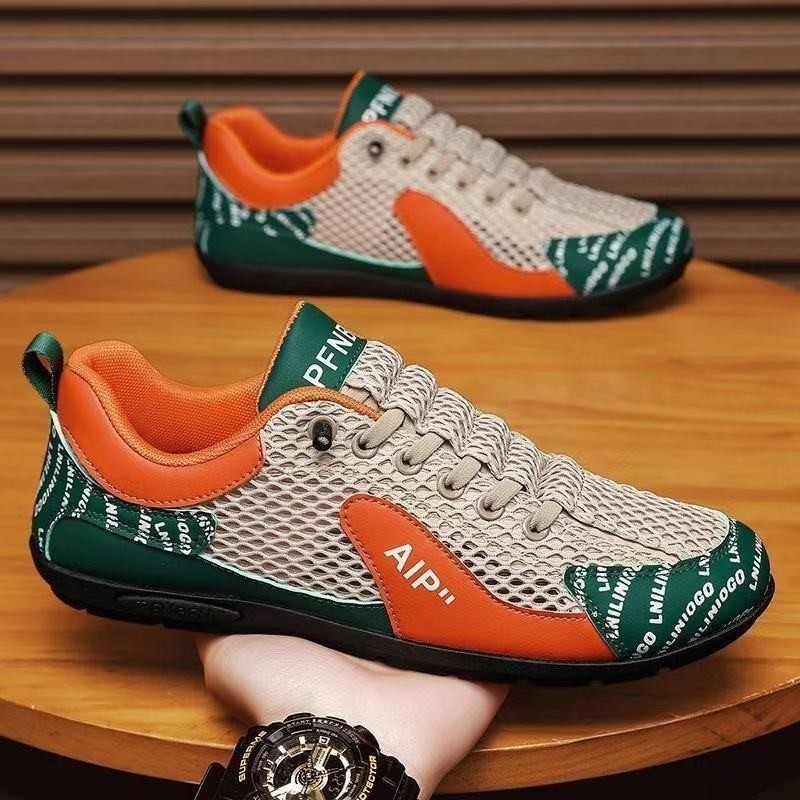ฤดูร้อน Breathable ตาข่าย Casual Peas รองเท้าผู้ชายสไตล์ใหม่ One-Pedal Soft-Soled Forrest Gump รองเท้ารองเท้าทํางาน