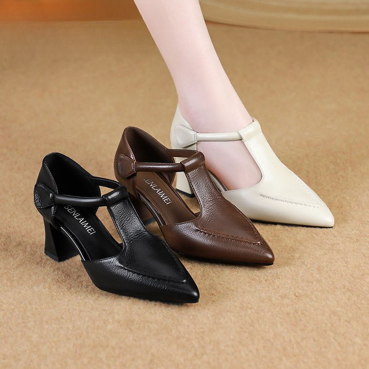 รองเท้าส้นสูงสุภาพสตรีสไตล์คลาสสิกทรงหัวแหลม สำหรับไซส์ 35-40