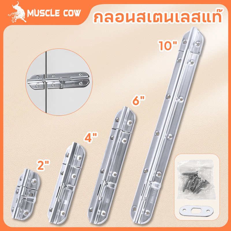MUSCLE COW กลอนประตู กลอนสแตนเลส กลอนติดหน้าต่าง ขนาด 2 , 4 , 6 , 10 นิ้ว