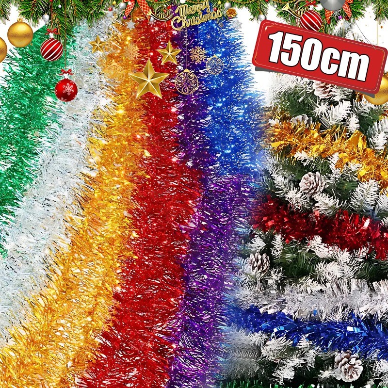 1.5/2M ต้นคริสต์มาสแขวนโลหะ Tinsel Garland - สีสัน Twisted แขวน Garland สําหรับ Holiday Party Decor