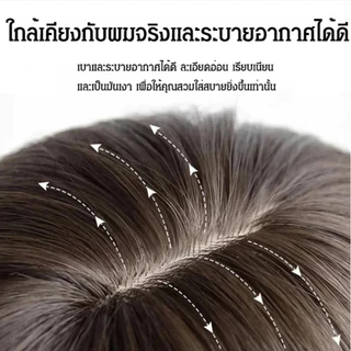 แฮร์พีชไหมนิ่ม กิ๊ฟติดผม เพิ่มผมหนา มีหน้าม้า ปกปิดผมบางและหงอก