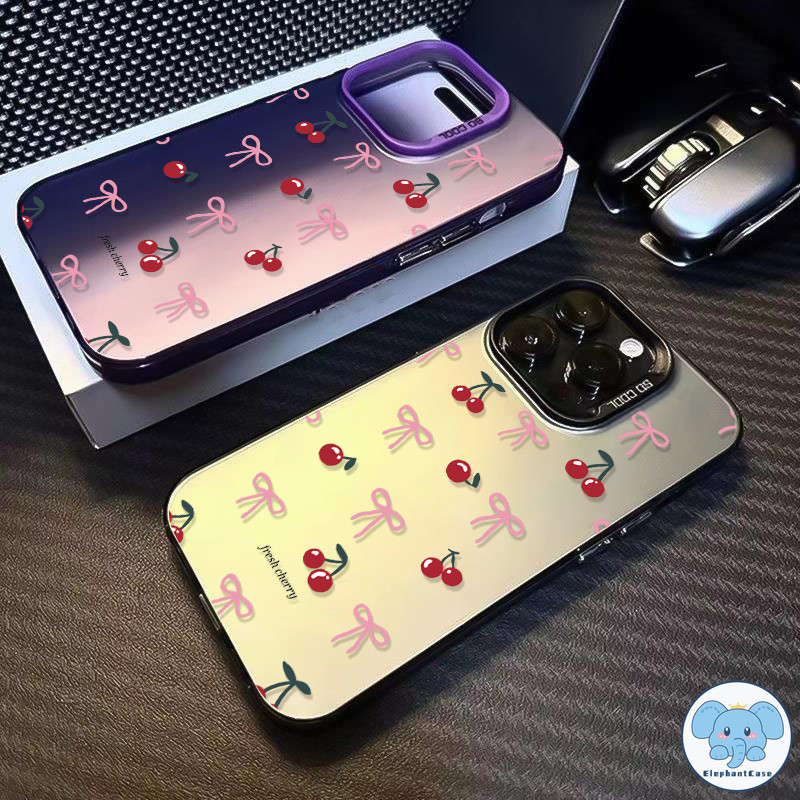 โบว์สีชมพูน่ารักเคสOPPO A17 A38 A58 A77s A7 A12 A5s A76 A31 A16s A57 A77 A78 A3s A17K A16 A18 A74 A55 A54หวานเชอร์รี่เคส