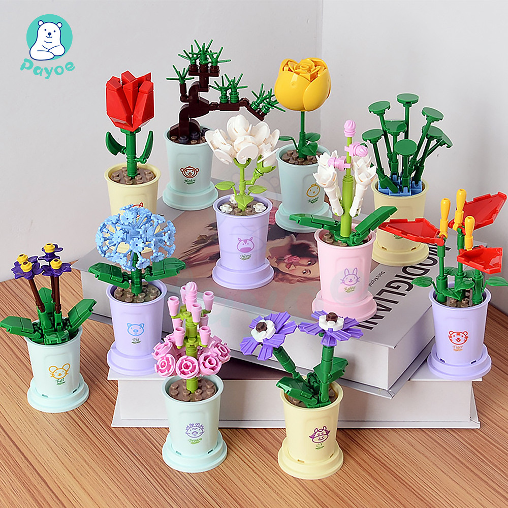 PAYOE จิ๊กซอว์ diy เสริมทักษะ บล็อคตัวต่อ อิฐของเด็กเล่น รูปดอกไม้ ของเล่นสําหรับเด็ก