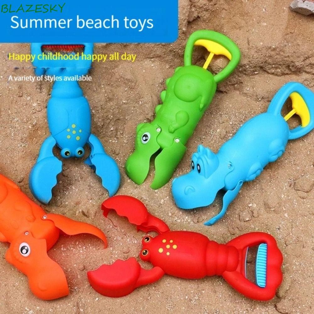 Blazesky ของเล่นทราย Grabber, Lobster Claw Catcher การศึกษาจระเข้ฉลามของเล่นคลิป, เกมกลางแจ้งการ์ตูนน่ารักที่มีสีสันสัตว์ชายหาดเล่นของเล่นเด็กเด็ก