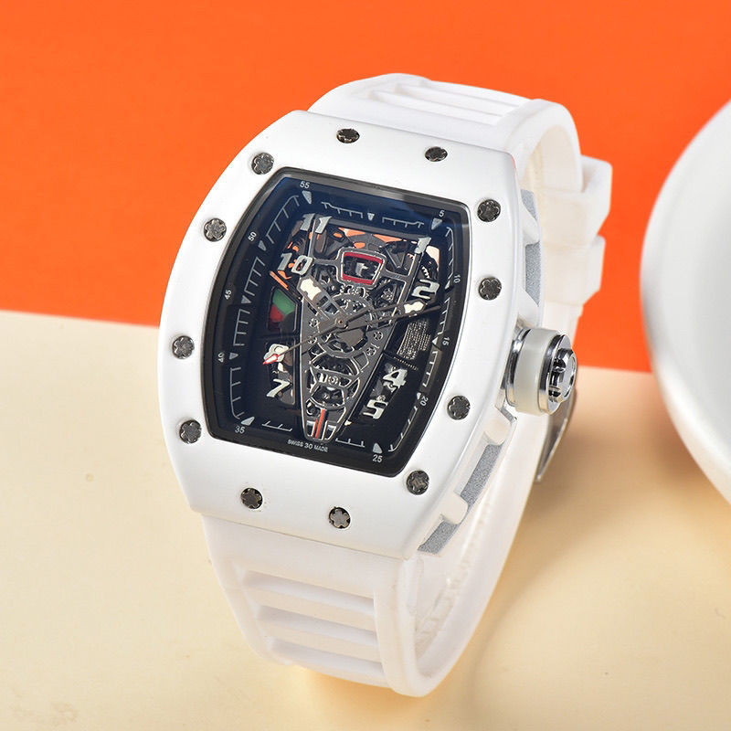 ((พร้อมสต็อกจัดส่งภายใน 24 ชั่วโมง) Richard Miller RM1103RM055 Barrel Ceramic Hollow Mens Non-Mechan