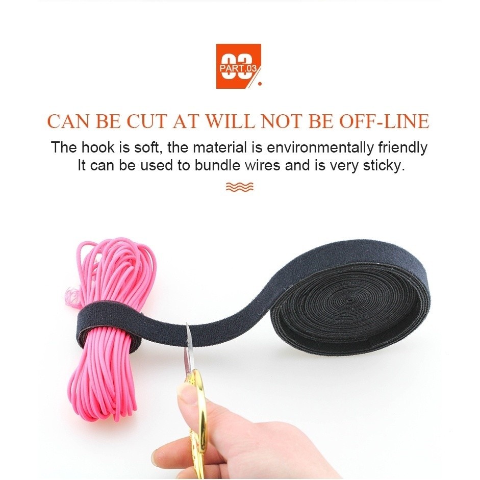 1M/5M Nylon Velcro Cable Tie Back to Back Self-Adhesive Design Wire Data Cable Tidy-up Home Office - รูปที่ 4