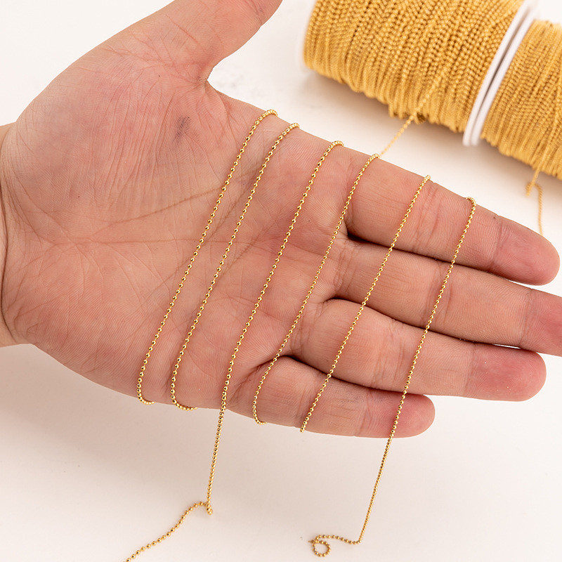 304 สแตนเลส Gold-Plated สี-Preserve รอบลูกปัดโซ่ Wave Aberdeen Chain DIY สร้อยข้อมือสร้อยคอผลิตภัณฑ์กึ่งสําเร็จรูปอุปกรณ์เสริม Who