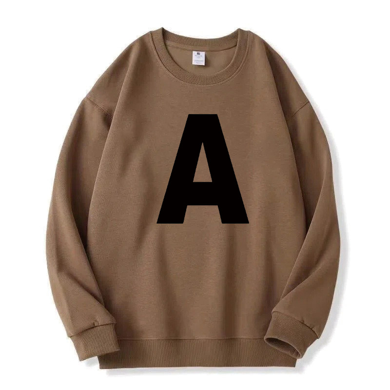 American niche simple A letter พิมพ์เสื้อแขนยาวสําหรับผู้ชายและผู้หญิงฤดูใบไม้ร่วงและฤดูหนาวแนวโน้มแฟชั่นคู่สบายๆรอบคอเสื้อกันหนาวด้านบน