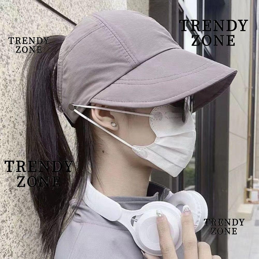 Trendyzone หมวกชายหาด, หมวกกันแดดปีกกว้างแห้งเร็ว, ชาวประมงแฟชั่นหางม้า กระบังหน้า หมวก