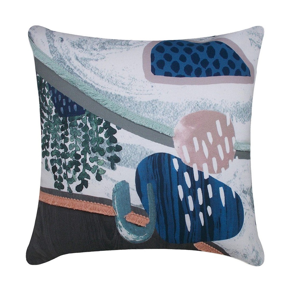 SB Design Square หมอนอิง รุ่น #CUME713/45X45 ลาย/สีเทา/น้ำเงิน (45x18x45 ซม.)  แบรนด์ SCHULTZ DESIGN