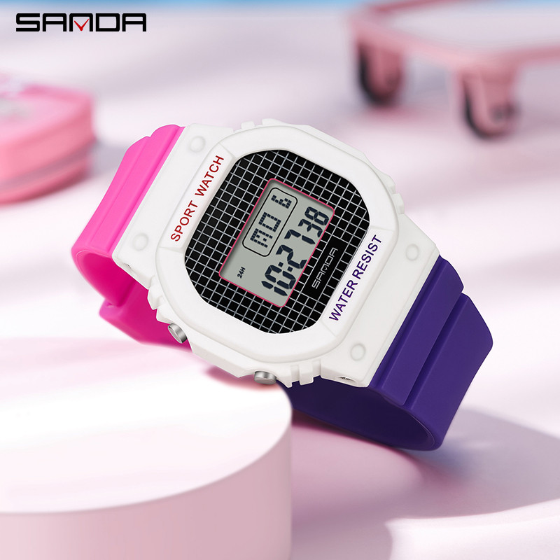 Sanda คลาสสิกอัพเกรดอินเทรนด์สีบล็อกเยาวชน Multi functional กันน้ํานาฬิกาผู้ชาย SD39-3